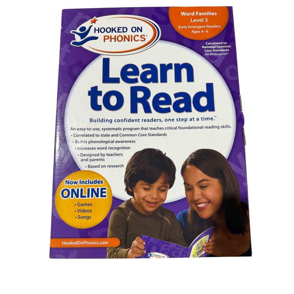 Hooked on Phonics Learn to Read Level 3 Word Families Kindergarten Ages 4-6 Set